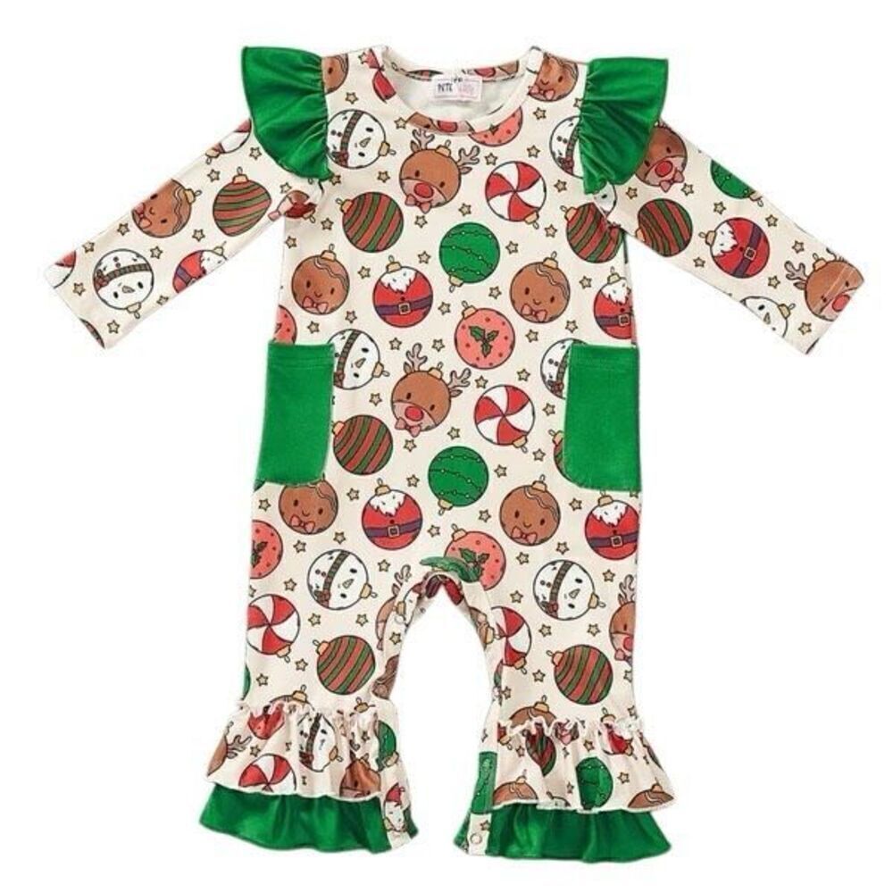 Pete + Lucy precious Christmas ornament girl romper. Multiple sizes. Just ask. N